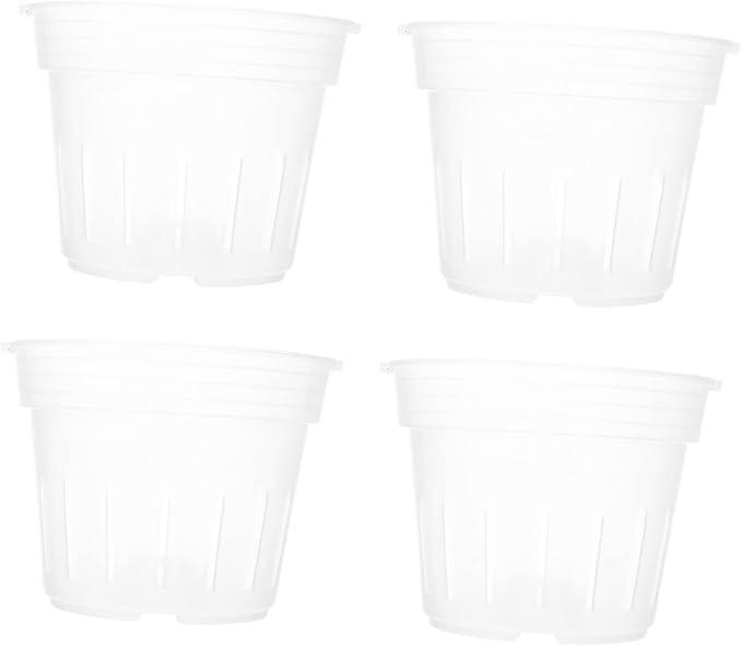 Happyyami 4sets Breathable Orchid Pots Transparent Plant Cups Drainage Lightweight Nursery Pots for Home Balcony Office for Healthy Root Growth
