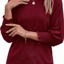 BTFBM Womens Tops Dressy Casual Summer T Shirts 2026 Crewneck 3/4 Sleeve Beach Vacation Loose Tunic Spring Work Blouse (L)