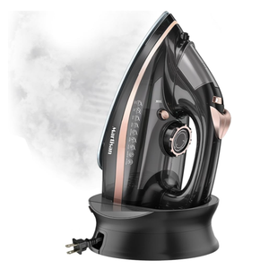 Martisan Cordless Iron for Clothes, 1500W, Wireless, Rapid Heating, Retractable Cord, Power Charging Base, Ceramic Soleplate, Autooff, Anticalc, Antidrip, Self Clean
