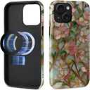 Magnetic Case for iPhone 15 Design,Compatible with MagSafe,Slim Protective Soft TPU Bumper Phone Cover Women Girls Case for iPhone 15-Wildflower Stained Glass Garden