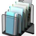 Inclined 5-Section Desk File Organizer, Vertical File Folder Holder File Sorter File Organizer for Desk Desktop Organization for Office Classroom