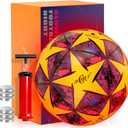 Light Up Soccer Ball Glow in The Dark Size 3/4/ 5 Indoor&Outdoor Sports Gifts Birthday Ideas for 3-15+ Boys, Girls, Teens with Pre-Installed Batteries & Pump