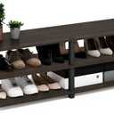 Furinno 14038DBR/BK TST No Tools 3-Tier Wide Shoe Storage Rack, Dark Brown/Black 47 Inch