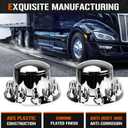 Aeagle Dome Rear Axle Cover Combo Kits for Semi Truck Hubs w/Screw-On 33mm Lug Nut, ABS Plastic Chrome Plated, 10 Hole Removable Caps, 4Pcs