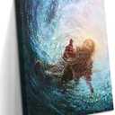 Jesus Christian Wall Art, Hand of God Canvas Paintings Posters Prints, Christ Religion Bible Jesus Salvation Wall Decor for Church Study Prayer Room Home Decoration 24x16 in Framed