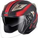 YEMA Open Face Motorcycle Helmets, DOT Approved 3/4 Moped Helmet Dual Visor Quick Release Buckle, Helmets for Adults Motorcycle Men Women Helmets for Moped Scooter Streey (XX-Large)