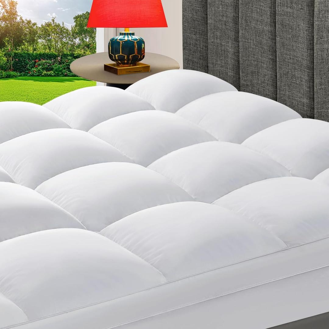 CHOKIT King Mattress Topper, Extra Thick Pillow Top Mattress Pad for Back Pain Relief, Cooling Bed Topper Mattress Cover with 8-21 Inch Deep Pocket, White