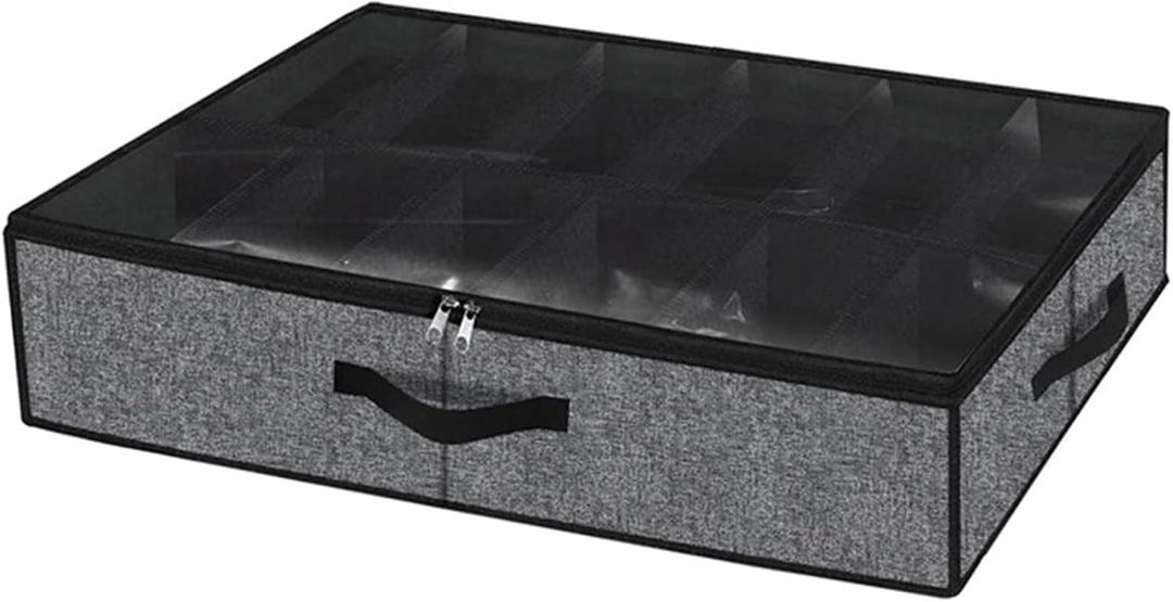Under Bed Shoe Storage, Shoe Storage Organizer for Closet, 30" x 24" Large Capacity 6 Inch High Underbed Storage Shoe Box Space Saving Dust-Proof Clear Cover for Home Bedroom Grey (Gray)