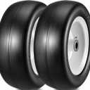MaxAuto 11x4.005 Lawn Mower Tires Flat Free, Smooth 11x4 5nhs Zero Turn Front Wheels and Tire, 3/4" Bushings, 3" 3.5"4"4.5" Centered Hub, 350lbs Capacity, 2 Pack