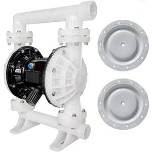 Pneumatic double diaphragm pump, 1-1/2 inch inlet and outlet DN40, polypropylene body, 35GPM and Max 120pSI, chemical pump bleaching oil transfer