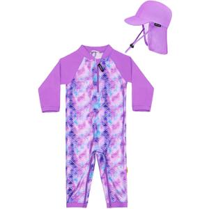 WeVSwe Baby Swimsuit Girl Rash Guards Sun Protection Infant Long Slevee Bathing Suit Quick Dry with Sun Hat (6-12 Months)