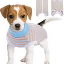 BRKURLEG Recovery Suit for Small and Medium Dogs, Dog Surgical Recovery Suit Male Female for Spay, Male Dog Body Suits After Surgery, Prevent Licking Soft Breathable Cotton Covers Wound, XS (Blue Orange Stripes)