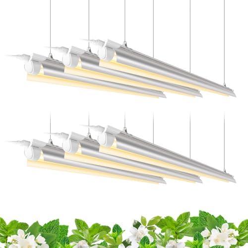 Barrina T8 Grow Light, 252W(6 x 42W, 1400W Equivalent), Full Spectrum, LED Grow Light Strips, T8 Integrated Growing Lamp Fixture, Grow Shop Light, with ON/Off Switch, 4FT 5 Packs, Yellow