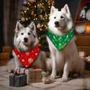 3 x Christmas Dog Bandanas 2 Pack Washable Soft Cotton Christmas Tree & Snowflakes Scarf Multiple Sizes Offered Premium Durable Fabric Adjustable Fit for Small, Large & Extra Large Dogs
