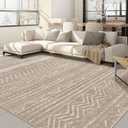 Nakagishi 7x10 Area Rugs Living Room: Washable Boho Large Neutral Soft Farmhouse Rug Stain Resistant Modern Geometric Non-Slip Indoor Floor Carpet for Bedroom Nursery Kids Playroom Office Dining Room