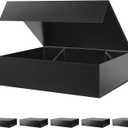 BLK&WH 6 Large Gift Boxes 13.5x10x3.5 Inches, Black Gift Boxes with Magnetic Closure Lids, Sturdy Shirt Boxes, Rectangle Collapsible Boxes for Gift Packaging (Glossy Black)