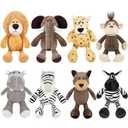 9 Pieces Safari Stuffed Animals Plush Jungle Animal Toys 9.8 Inch Zoo Stuffed Animals Set Cute Plush Toys for Animal Themed Parties Teacher Student Award, 9 Styles