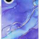 SCORPIFY for iPhone 16 Case [Compatible with MagSafe] with Fantasy Blue Marble Design, Cute Magnetic Phone Cover for Women Girls and Men, Slim Shockproof Bumper with Gold Accents