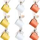 3 Pack Wood Coffee Mug Wall Rack with 9 Hooks Wall Mount Coffee Cup Holder White Espresso Cup Display Stand Tea Cup Hanger Display Wall for Kitchen Cafe Bar