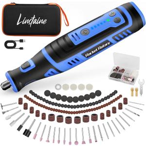 8V Cordless Rotary Tool Kit with 135pcs Accessories, 2.8Ah Battery Rechargeable Engraving Pen with LED Light, 5-Speed 30000RPM Power Rotary Tools for Drilling Grinding Sanding Polishing Cutting (blue+black)