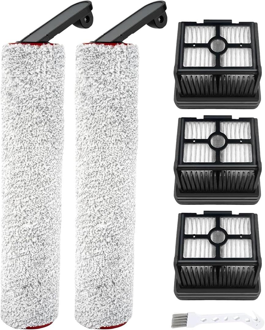 (5 Pieces) Replacement Vacuum Filters Roller Brushes Compatible with Dreame G10 Pro, H12 Pro, H12 Dual Wet Dry Vacuum Cleaner Accessories Kit Include 2 Brush Rollers, 3 HEPA Filters Easy Clean