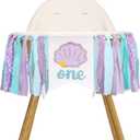 Mermaid One Year High Chair Banner - Under The Sea 1st Birthday Party Decorations, First Party Banner, Ocean Themed Highchair Garland, Under The Sea Photo Prop Cake Smash (Mermaid)