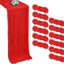 12 Pack Red Table Runner Cheesecloth 10FT Boho Cheese Cloths Gauze Fabric Table Runner 120 Inch Rustic Sheer for Easter Spring Wedding Birthday Party Baby Shower Holiday Home
