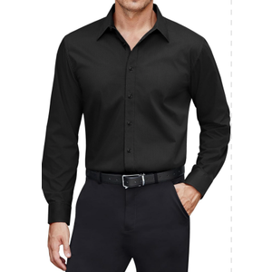 Men's Dress Shirts Stretch Stain Shield Long Sleeve Solid Formal Shirt Business Casual Button Down Shirts Large