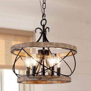 16 Farmhouse Chandelier Light Fixture, 5-Light French Country Wood Chandelier Rustic Drum Light Fixture Over Table for Kitchen Island Dining Room Entryway 16 Farmhouse Chandelier Light Fixture, 5-Light French Country Wood Chandelier Rustic Drum Light Fixture Over Table for Kitchen Island Dining Room Entryway