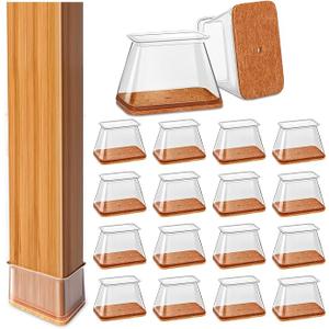 28Pcs Chair Leg Floor Protectors Rectangle for Hardwood Floors Silicone Caps Covers Felt Furniture Pads Clear Chair Sliders, Protect The Floor from Scratches(Fit:L 2"2.5",W 1"1.5")