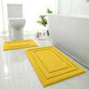 HOMEIDEAS Bathroom Rugs Sets 2 Piece, Super Soft and Absorbent Non Slip Microfiber Machine Washable Bath Mat Set (20" x 32" + 16" x 24", Yellow)