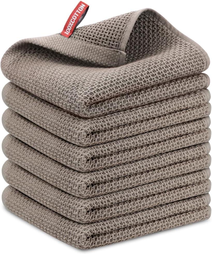 Nialnant 6 Pack KitchenTowels,Super Absorben & Soft Dish Towels for Drying Dishes,Kitchen Gadgets,Cleaning Rags,Hand Towels-13 x 28 Inch,Brown