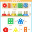 Montessori Toys for 1 2 3 Year Old Boy Girl, Toys for Ages 2-4 Toddlers Kids Baby, 1 2 Year Old Birthday Gifts, Toddler Stocking Stuffers Wooden Learning Puzzles Shape Sorter Toy for Toddlers 1-3