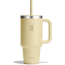 Hydro Flask Travel Tumbler with Handle, Lid and Straw - Insulated Stainless Steel in 32 Oz Starlight