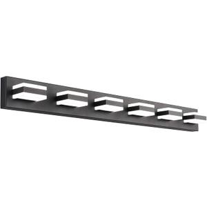 SOLFART Modern LED Vanity Light Matt Black Vanity Light Bathroom Lighting Fixture Over Mirror 6 Lights