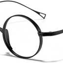 Handmade Men Titanium Alloy Eyeglasses Lightweight Retro Round Eyewear Frame (Matte Black)