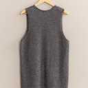 Womens Sweater Vest Dress V Neck Sleeveless Knit Pullover Pinafore Mini Dress with Pockets (Small, Grey)