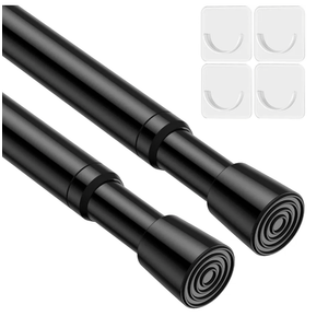 2 Pack Spring Tension Curtain Rod for Windows 26 to 39 inch Black Small Tension Rod Adjustable Spring Curtain Rods No Drilling Short Tension Rod for Kitchen, Closet, Bathroom, Bookshelf