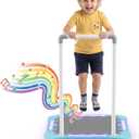 25" Toddler Trampoline with LED Lights & Music, Indoor Mini Kids Trampoline with Handlebar, Non-Slip Sensory Balance Training Bounce Board for Boy Girl Ages 3+, Safety Pad & 220 LBS Max Load