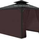 Gazebo Privacy Curtains 10' x 12' with Zipper 4-Panels Side Wall Universal Replacement for Patio, Outdoor Canopy, Garden and Backyard Coffee Brown(Curtain Only)