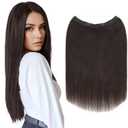 Elailite Halo Hair Extensions Real Human Hair for Women Natural Black Clip in Remy Hairpiece with Adjustable Invisible Wire 20 Inch 70G