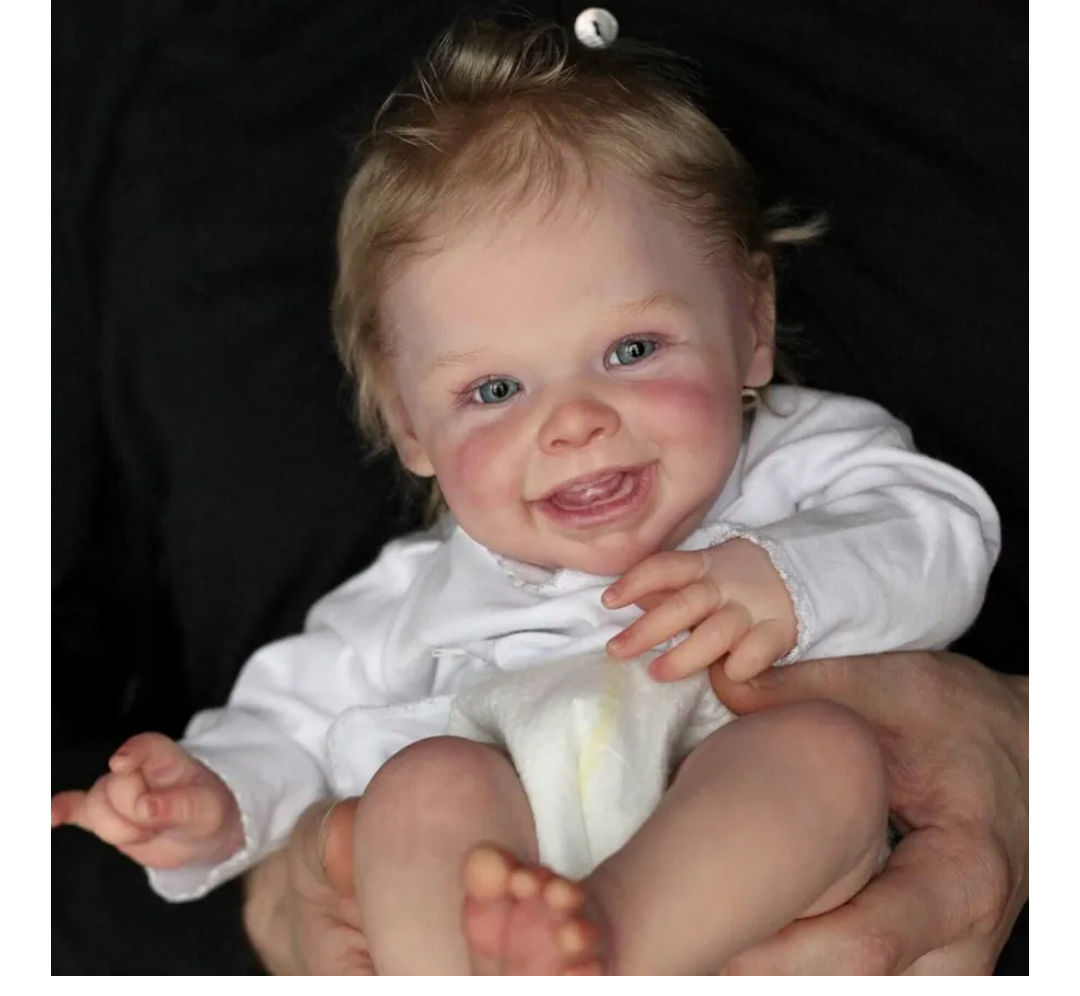 Angelbaby Real Newborn Reborn Baby Happy Girl Doll 20Inch Realistic Handmade Soft Weighted Body Silicone Baby Doll Super Cute Mouth Open Toddler Companion Toys