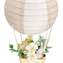 Retisee 2 Sets Baby Shower Hot Air Balloon Centerpieces with 10 Inch Large DIY Paper Lanterns, Wooden Berry Boxes and Sticks for Wedding Birthday Party Favor Gifts Gender Reveal Table Decoration