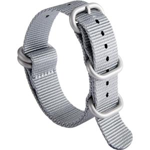 BINLUN Premium Ballistic Nylon Watch Strap, Heavy Duty 5-Ring Replacement Watch Band with Stainless Steel Buckle, Durable & Comfortable Sport Band for Men Women, Fits 18-24mm