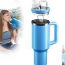 Tumbler Adapter for Stanley, Lid Adapter Compatible with Flavor Cartridges, Fits Stanley Quencher 30oz & 20oz H2.0 FlowState Tumblers, Leak Proof Lid Replacement (Azure)