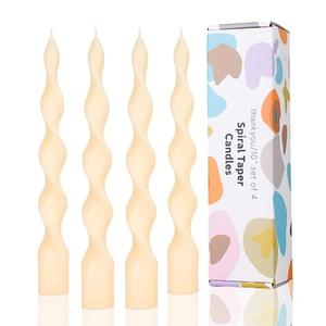 LPUSA 9.8" Ivory Spiral Taper Candles Dripless Twisted Taper Candle Handmade from Vegan Soy Wax for Holiday Wedding Party Home Dinner Decoration Party and Any Occasion,Set of 4(Ivory)