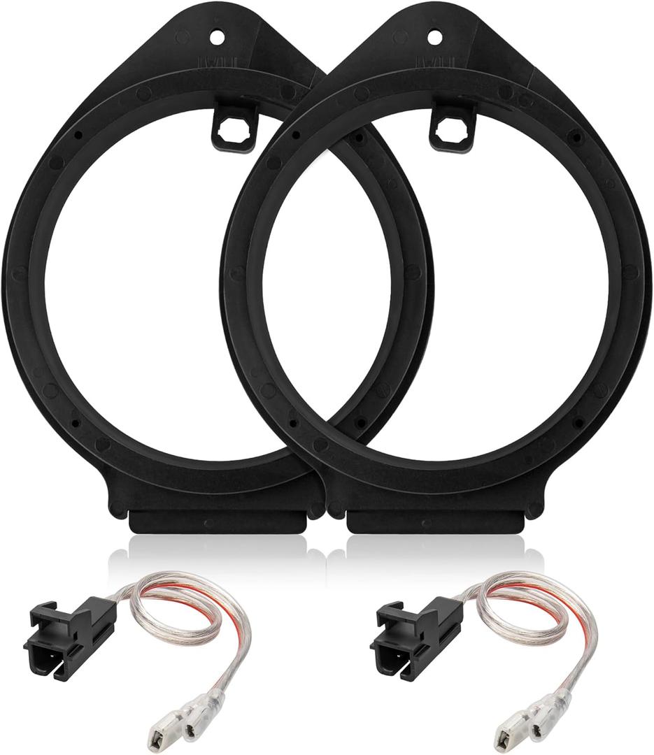 RED WOLF 6.5" Speaker Adapter Spacer Ring w/Speaker Wiring Harness Plug Replacement for GMC Sierra/Chevy Silverado/Buick 1995-2012, Cadillac 1988-1999 Aftermarket Door Speaker Adapter Bracket Kit