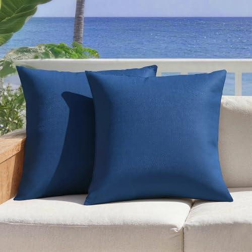 Decodella Outdoor Waterproof Throw Pillow Covers Pack of 2 Solid Cushion Covers Decorative Outdoor Pillows Cases for Patio Furniture Couch Balcony Garden Bench
