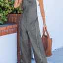 CUPSHE Womens Maxi Denim Jumpsuit Square Neck Sleeveless Casual Backless Loose Overall Jeans Wide Leg Long One Piece Jumpsuit (L)