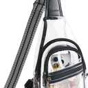 Clear Bag for Stadium Events Approved Clear Purses for Women Crossbody Transparent Bag Stadium Bags for Concert Sport (1-1 Black)